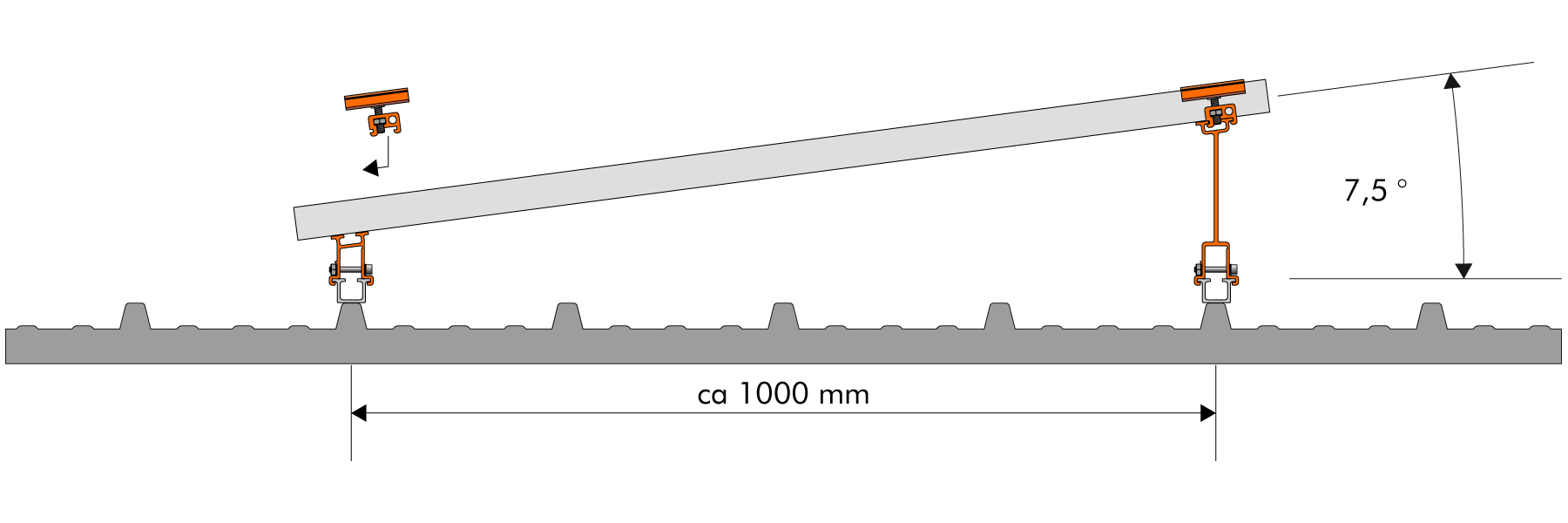 PV-Montage Schrägdach Trapezblech P-30