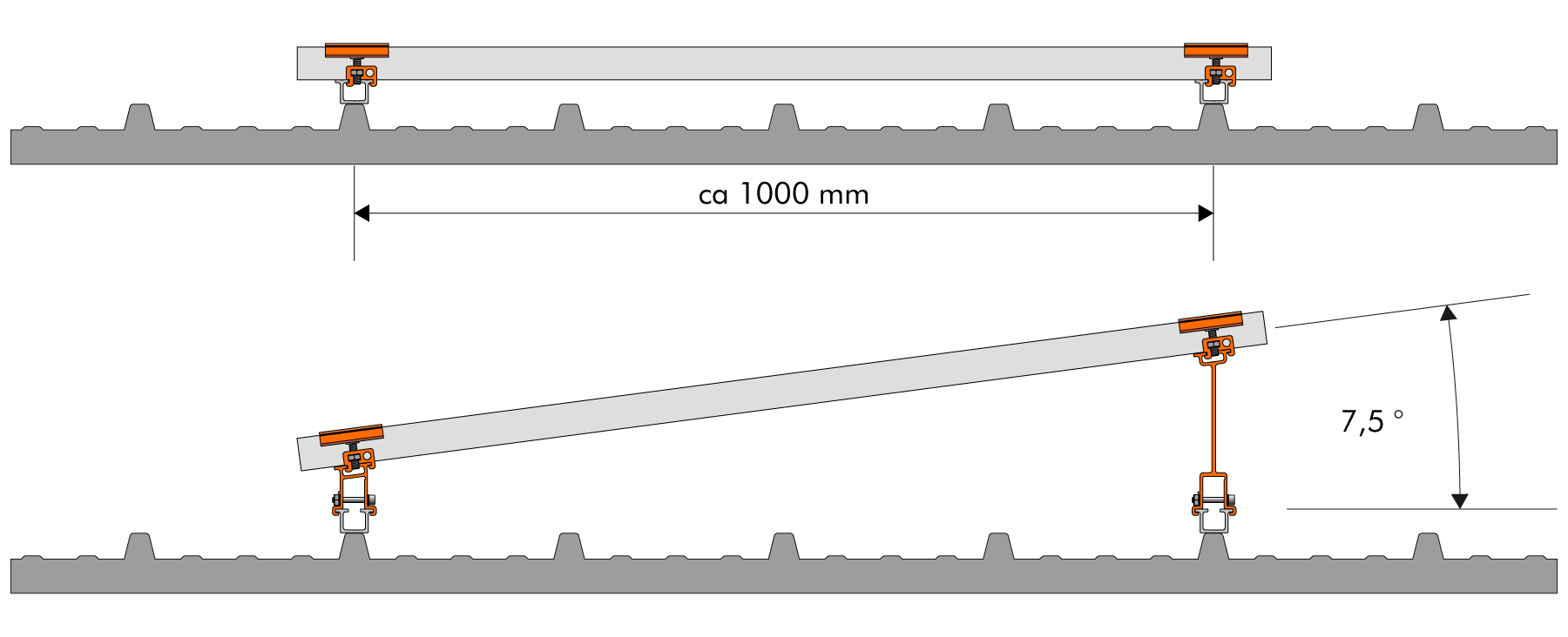 PV-Montage Schrägdach Trapezblech P-30