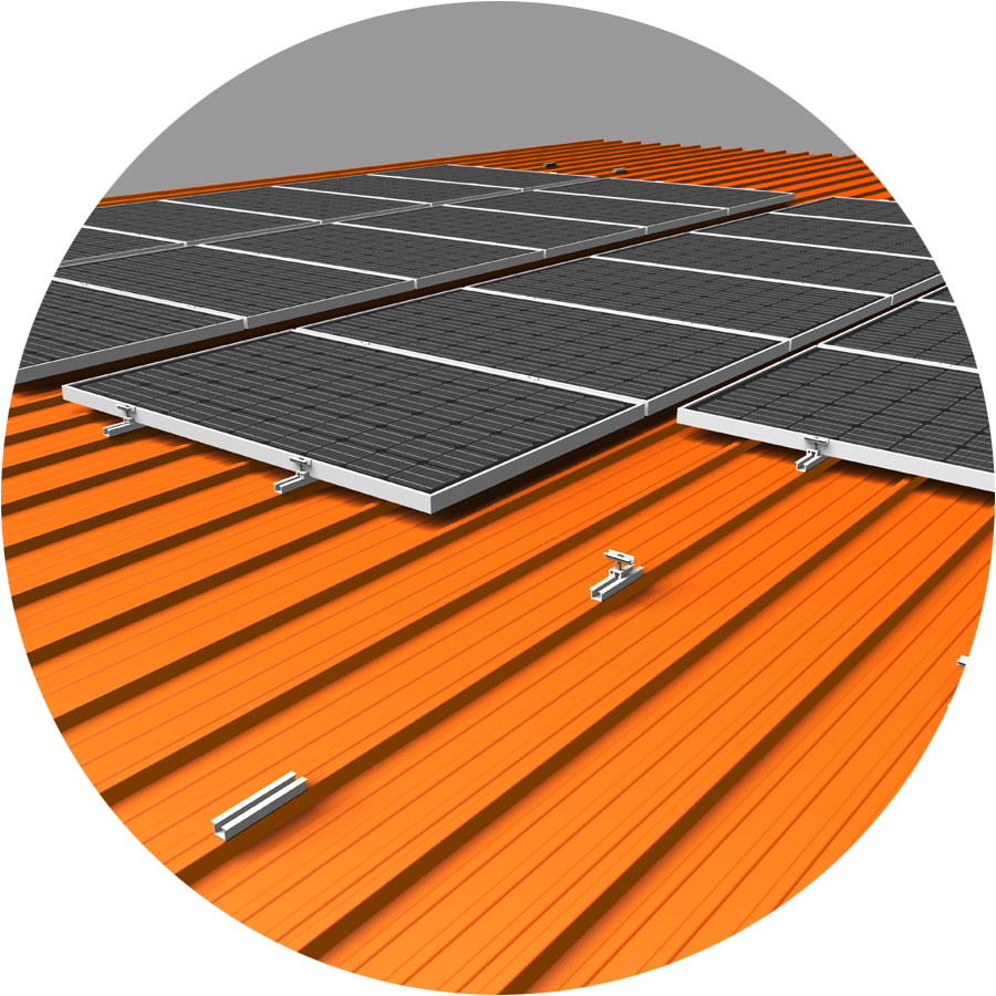 PV Montage Trapezblech mit P-mini Kurzschienen